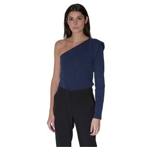 NEW WALTER BAKER NAVY ONE-SHOULDER TOP